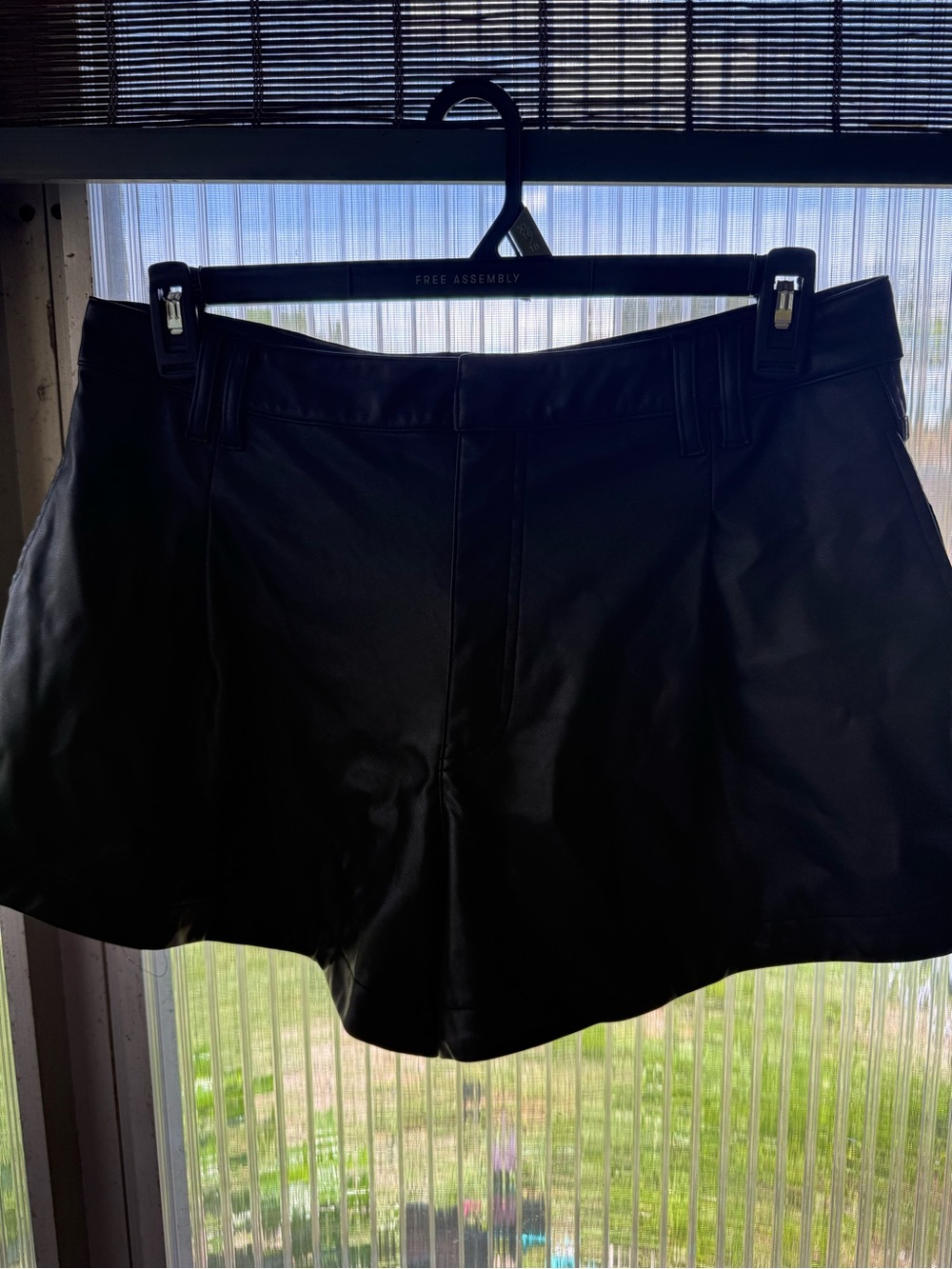 We The Free Black Faux Leather High Waist Shorts